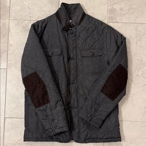 Men's Gray Quilted Jacket with Brown Accents